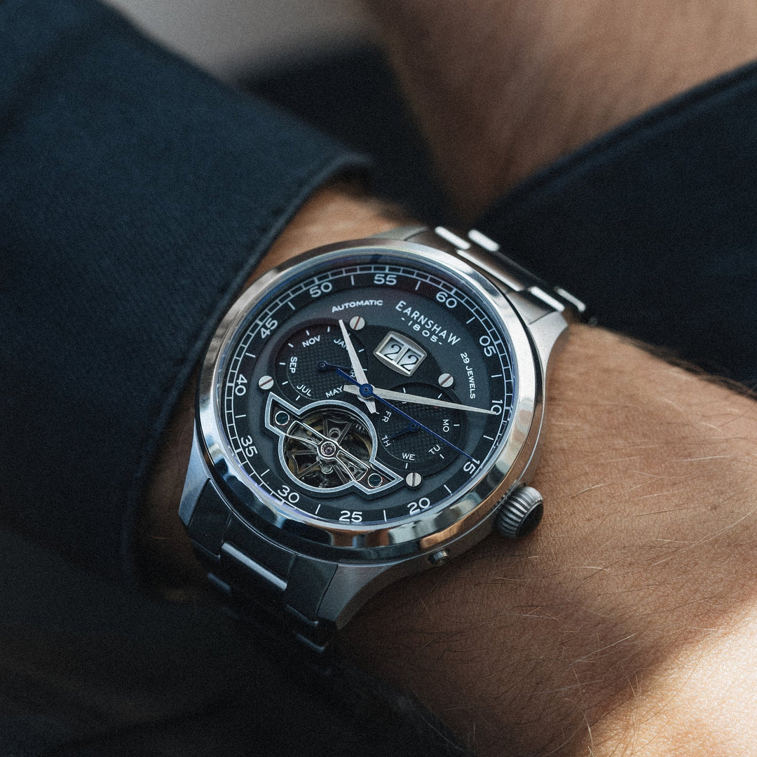 Earnshaw Baron Grand Date Calendar Open Heart Automatic Deep Midnight