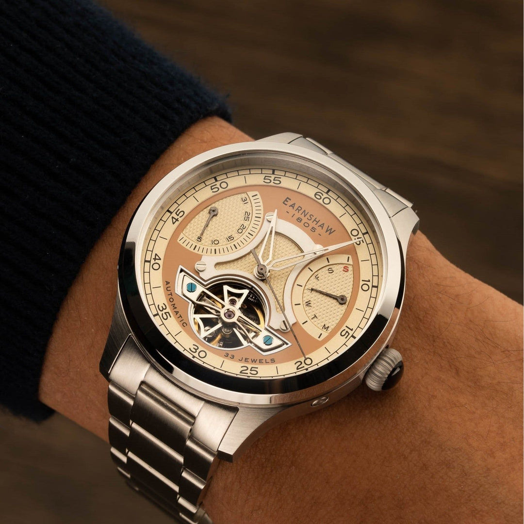 Earnshaw Baron Dual Retrograde Calendar Open Heart Automatic Hazelnut