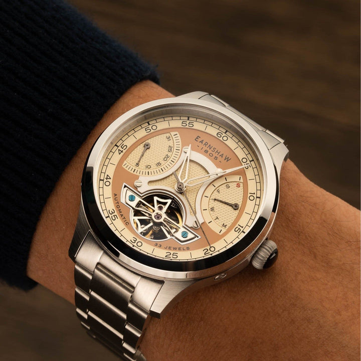 Earnshaw Baron Dual Retrograde Calendar Open Heart Automatic Hazelnut