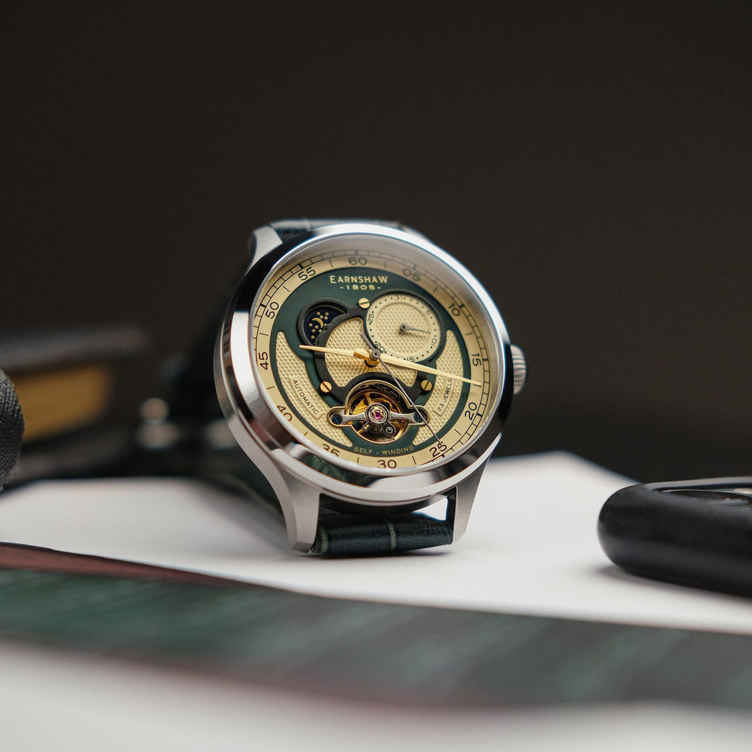 Earnshaw Baron Day Night Open Heart Automatic Jade Green