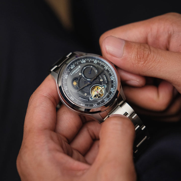 Earnshaw Baron Day Night Open Heart Automatic Deep Grey