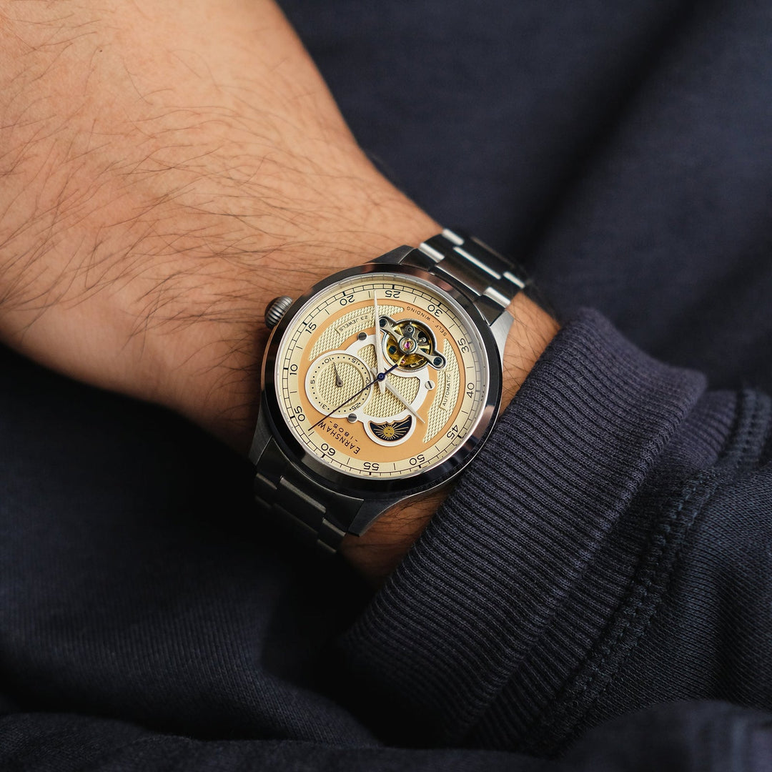 Earnshaw Baron Day Night Open Heart Automatic Rich Beige