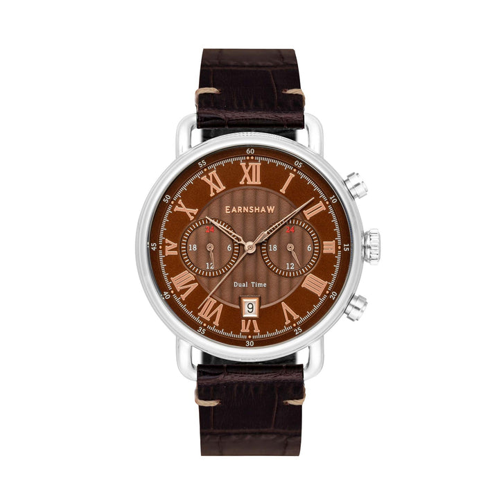 Earnshaw Investigator Dual Time Multi-Function Casket Brown