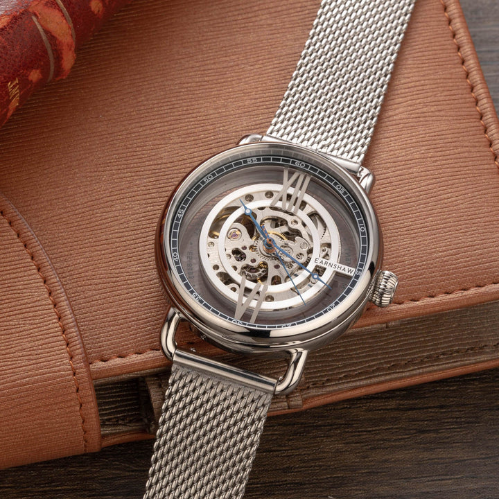 Earnshaw Investigator Floating Skeleton Automatic Blue Steel