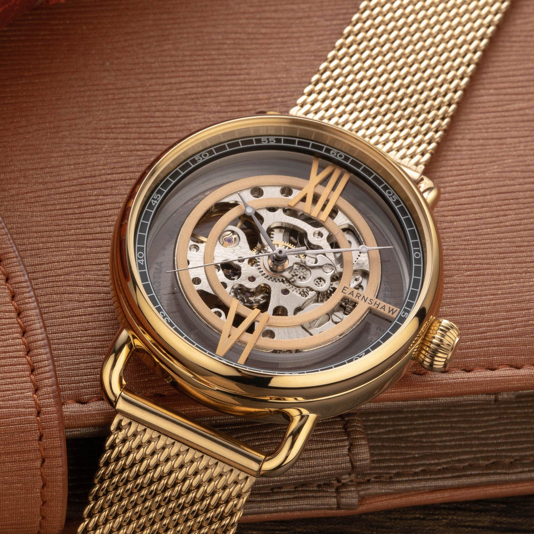 Earnshaw Investigator Floating Skeleton Automatic Yellow Gold