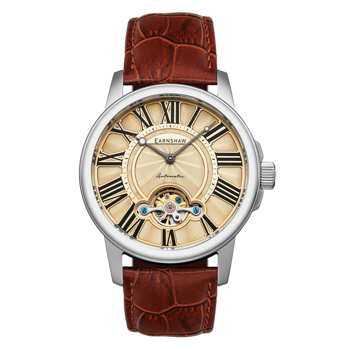 Earnshaw Marylebone Open Heart Automatic Saddle Brown