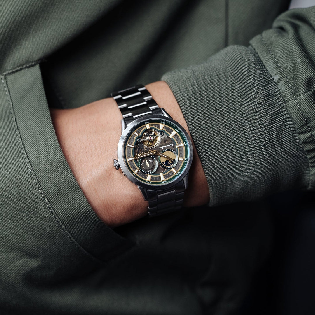 Earnshaw Carlyle Sun Moon Open Heart Automatic Forestry Green