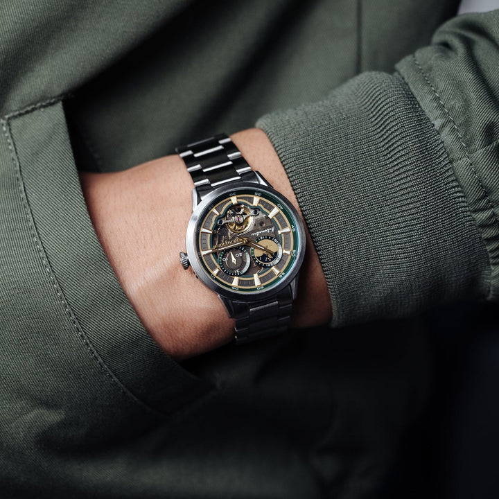 Earnshaw Carlyle Sun Moon Open Heart Automatic Forestry Green