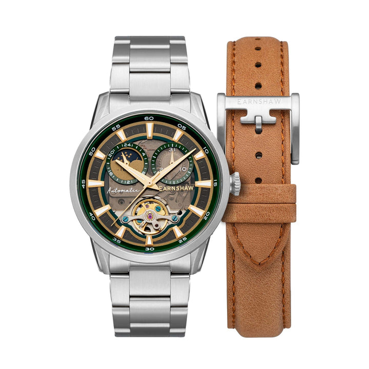 Earnshaw Carlyle Sun Moon Open Heart Automatic Forestry Green