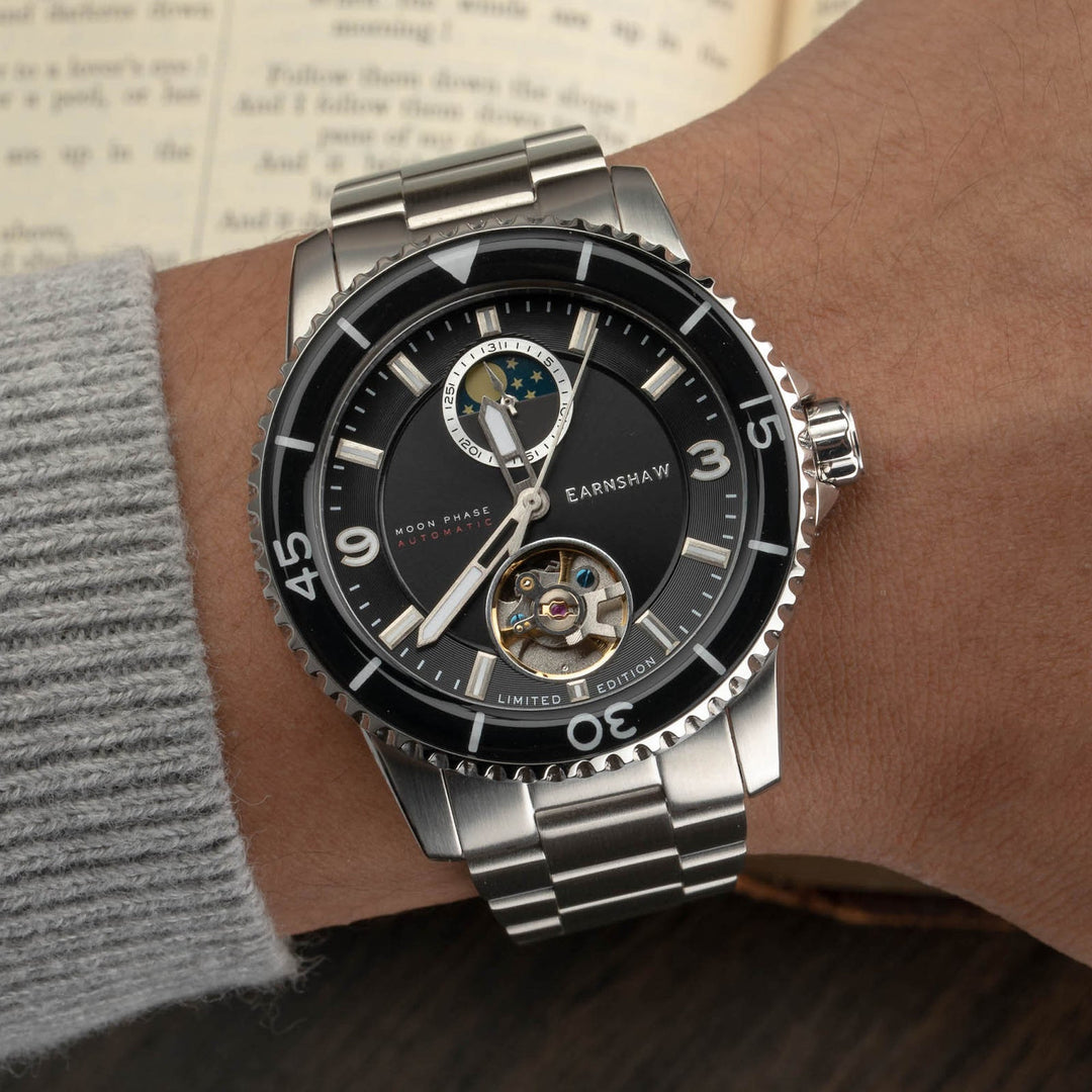 Earnshaw Prevost Moon Phase Open Heart Automatic Black