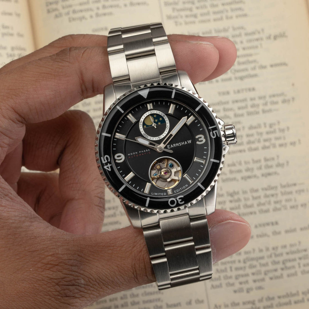 Earnshaw Prevost Moon Phase Open Heart Automatic Black