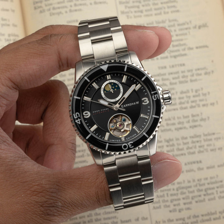 Earnshaw Prevost Moon Phase Open Heart Automatic Black