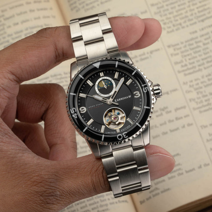 Earnshaw Prevost Moon Phase Open Heart Automatic Pebble Grey