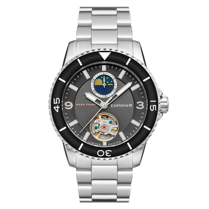 Earnshaw Prevost Moon Phase Open Heart Automatic Pebble Grey