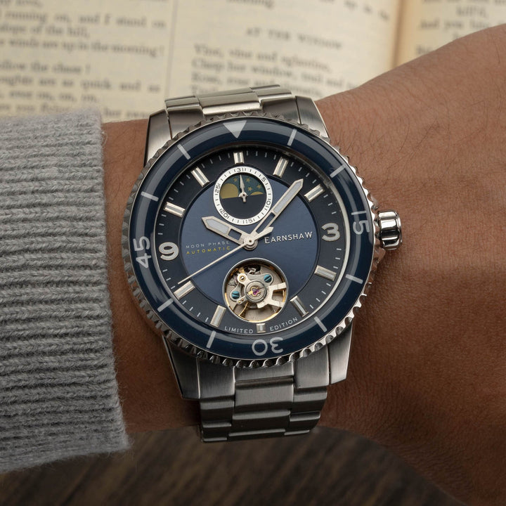 Earnshaw Prevost Moon Phase Open Heart Automatic Vivid Blue