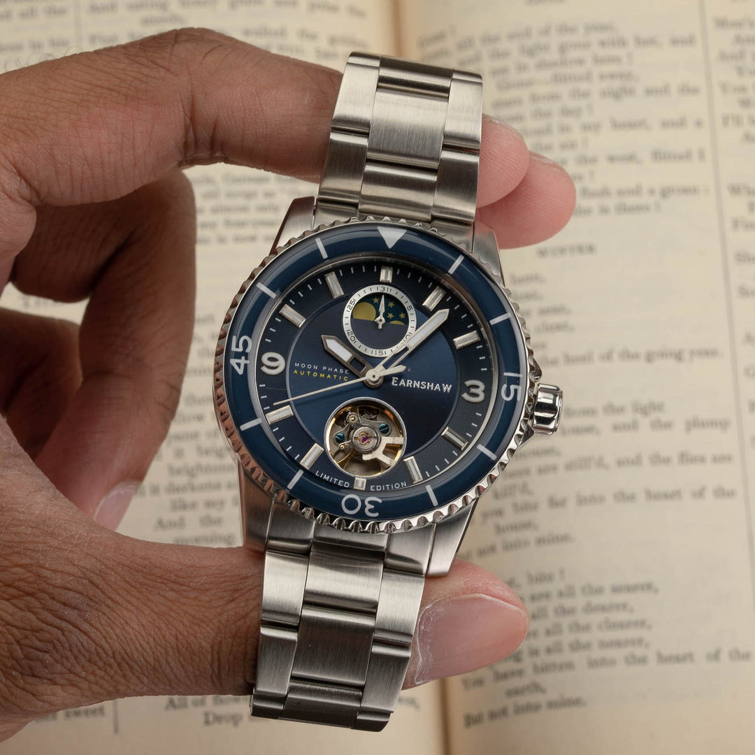 Earnshaw Prevost Moon Phase Open Heart Automatic Vivid Blue