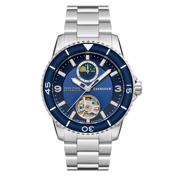Earnshaw Prevost Moon Phase Open Heart Automatic Vivid Blue