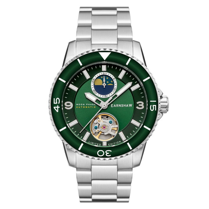 Earnshaw Prevost Moon Phase Open Heart Automatic Pine Green