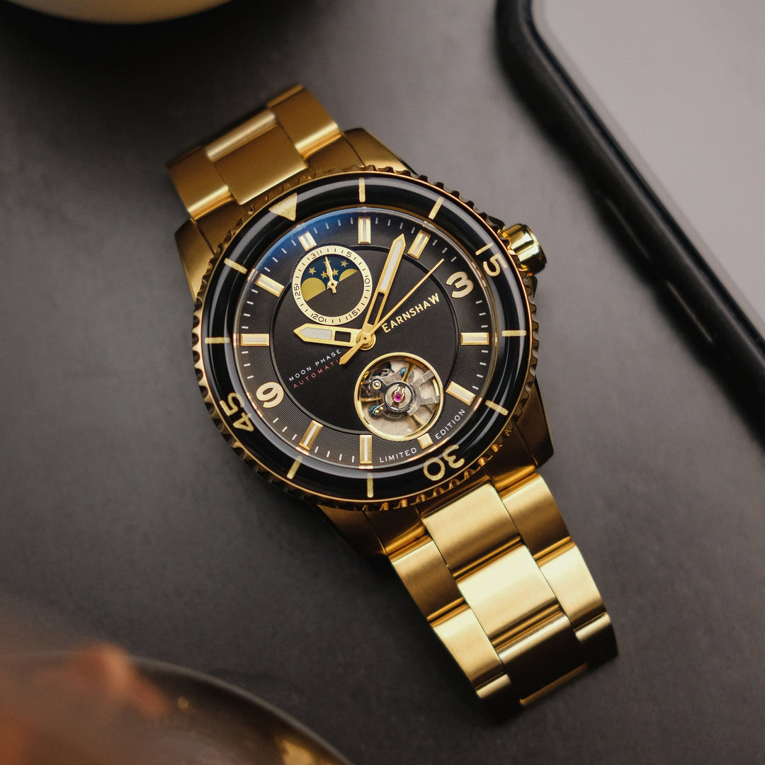 Earnshaw Prevost Moon Phase Open Heart Automatic Gold