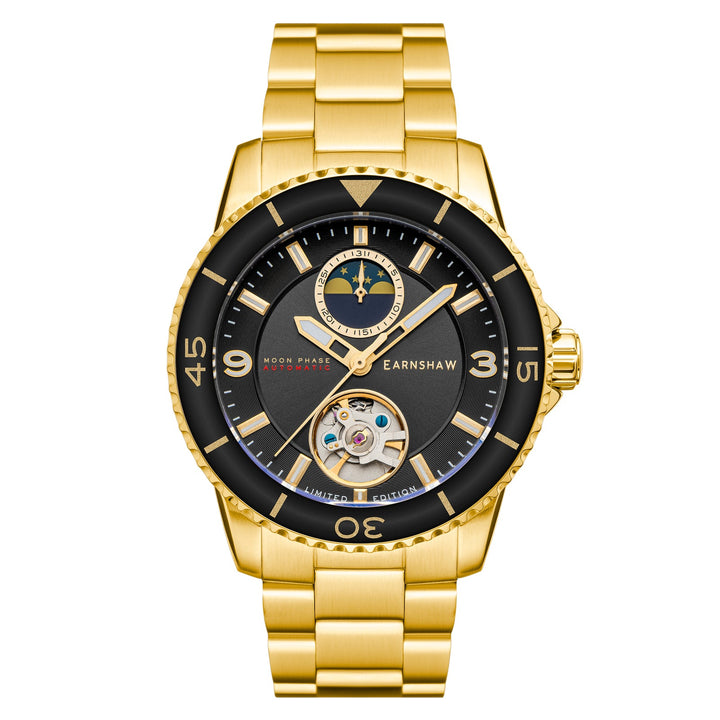 Earnshaw Prevost Moon Phase Open Heart Automatic Gold