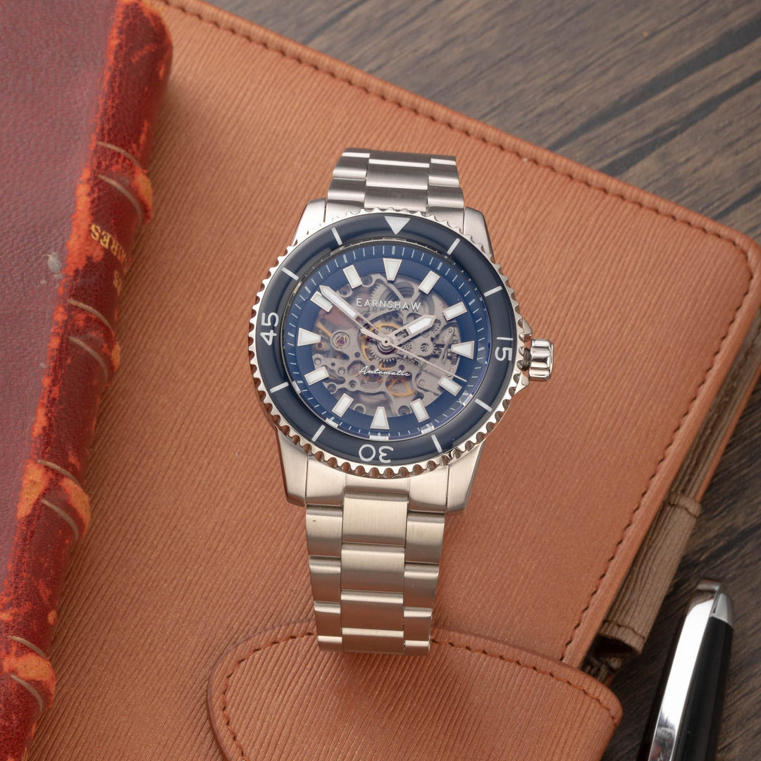 Earnshaw Wallis Automatic Skeleton Artillery Blue