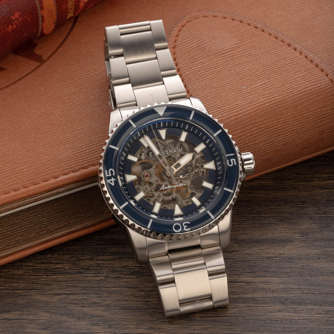 Earnshaw Wallis Automatic Skeleton Artillery Blue