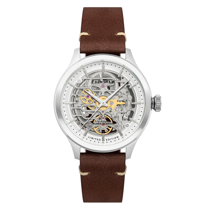 Earnshaw Baron High Beat 72 Hour Power Reserve Skeleton Automatic Vintage Brown