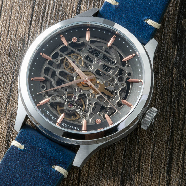 Earnshaw Baron High Beat 72 Hour Power Reserve Skeleton Automatic Republic Blue