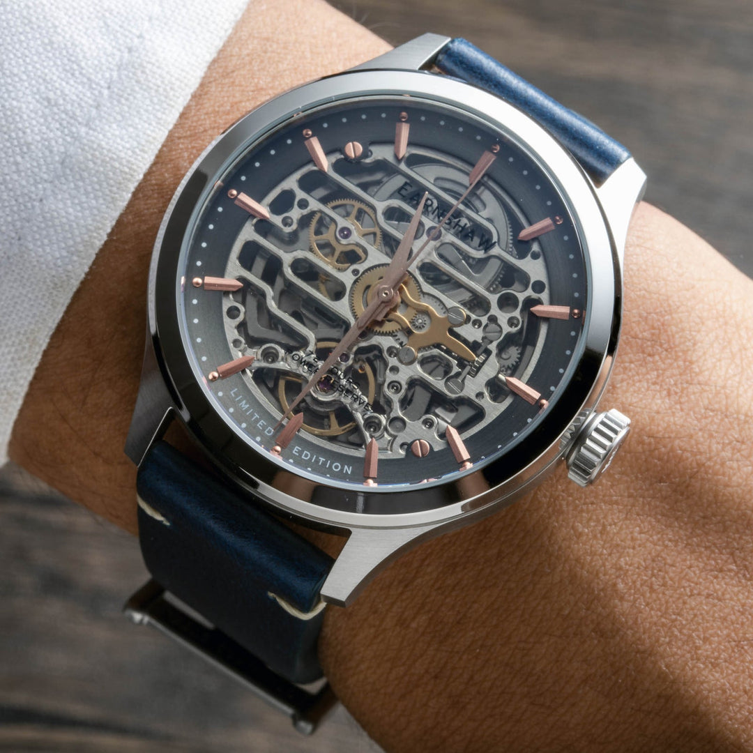 Earnshaw Baron High Beat 72 Hour Power Reserve Skeleton Automatic Republic Blue