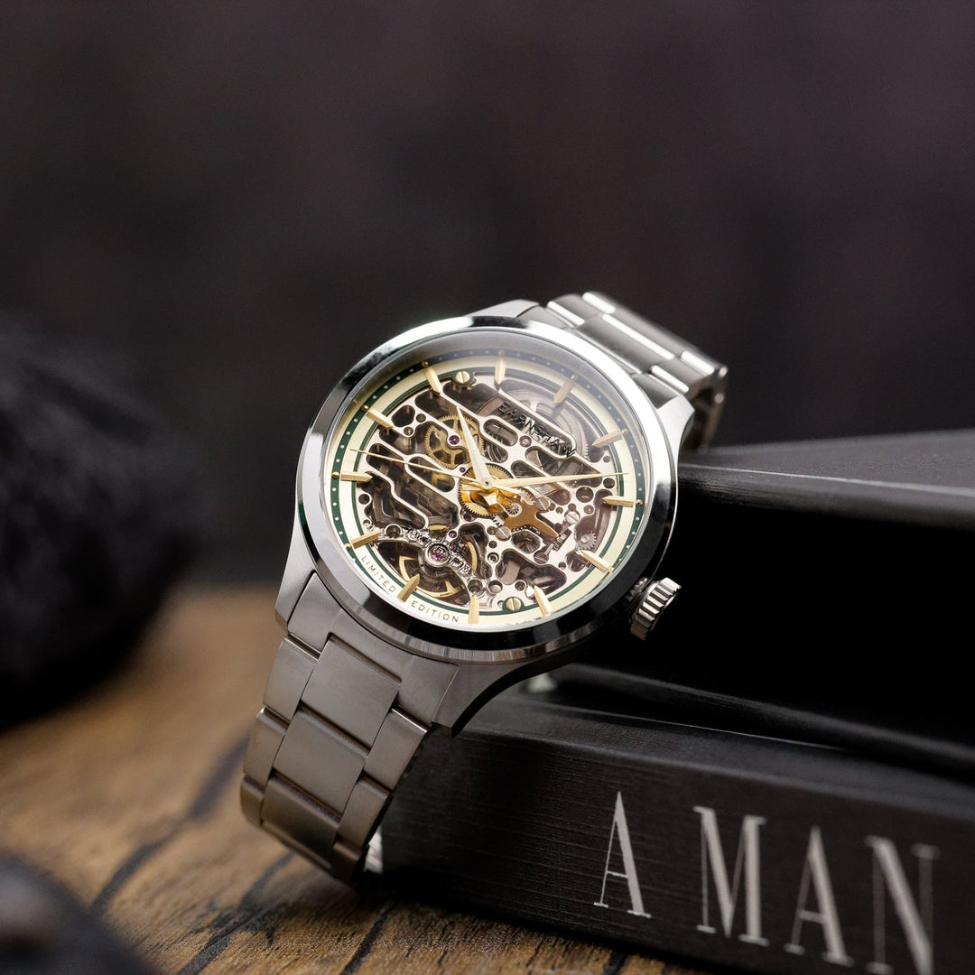 Earnshaw Baron High Beat 72 Hour Power Reserve Skeleton Automatic Green