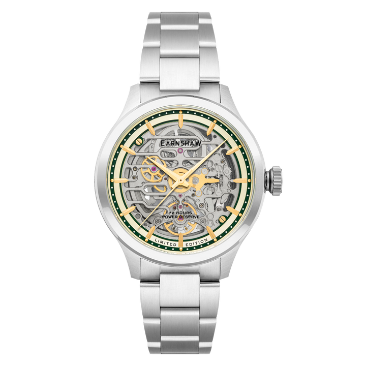 Earnshaw Baron High Beat 72 Hour Power Reserve Skeleton Automatic Green