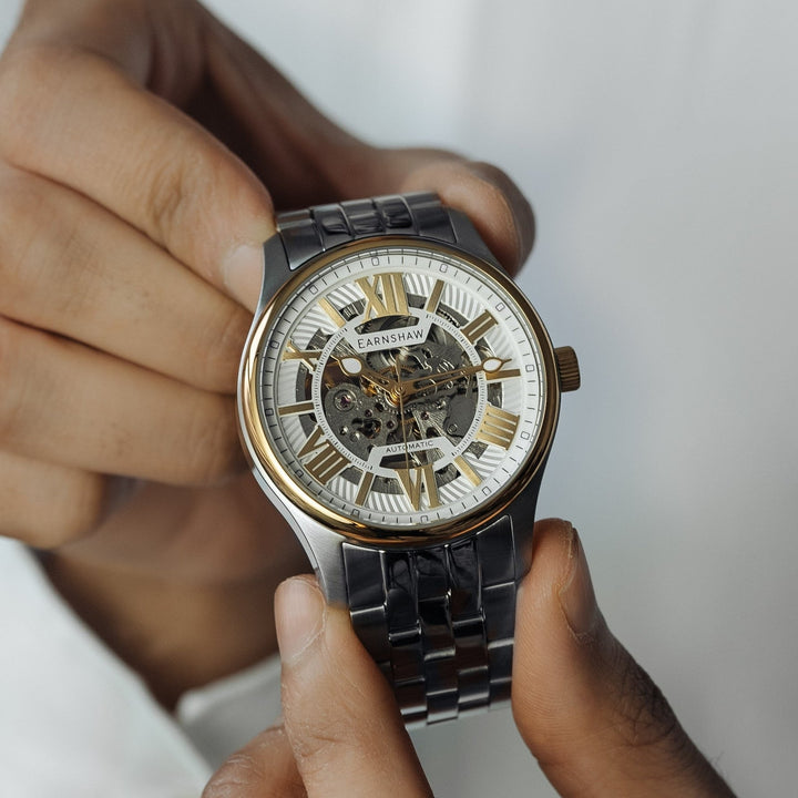 Earnshaw Simpson Skeleton Automatic Officers Gold