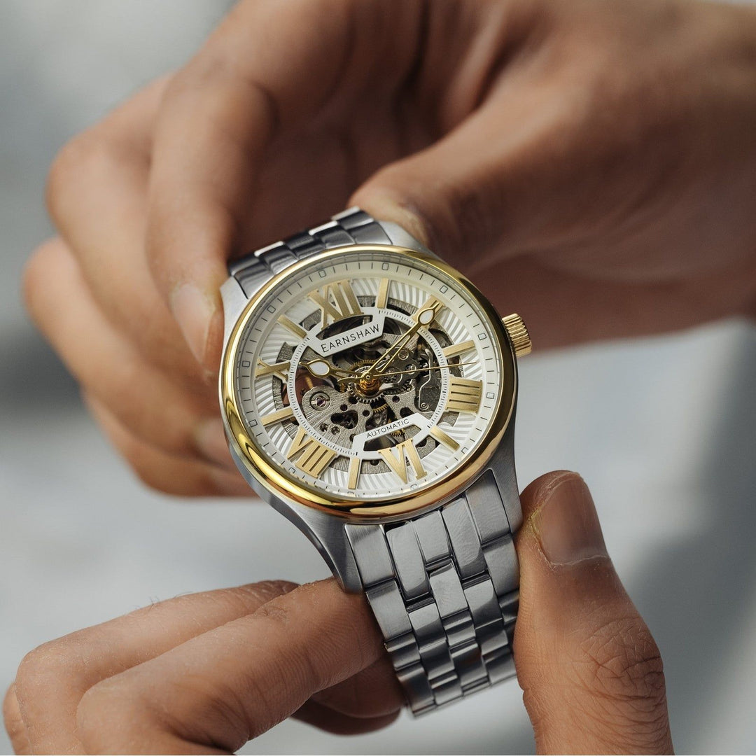 Earnshaw Simpson Skeleton Automatic Officers Gold