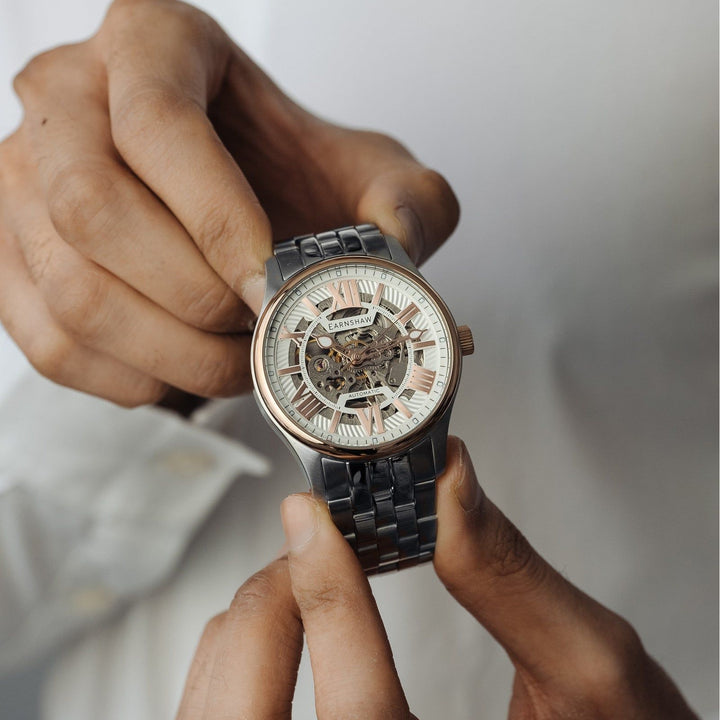 Earnshaw Simpson Skeleton Automatic Steely Rose