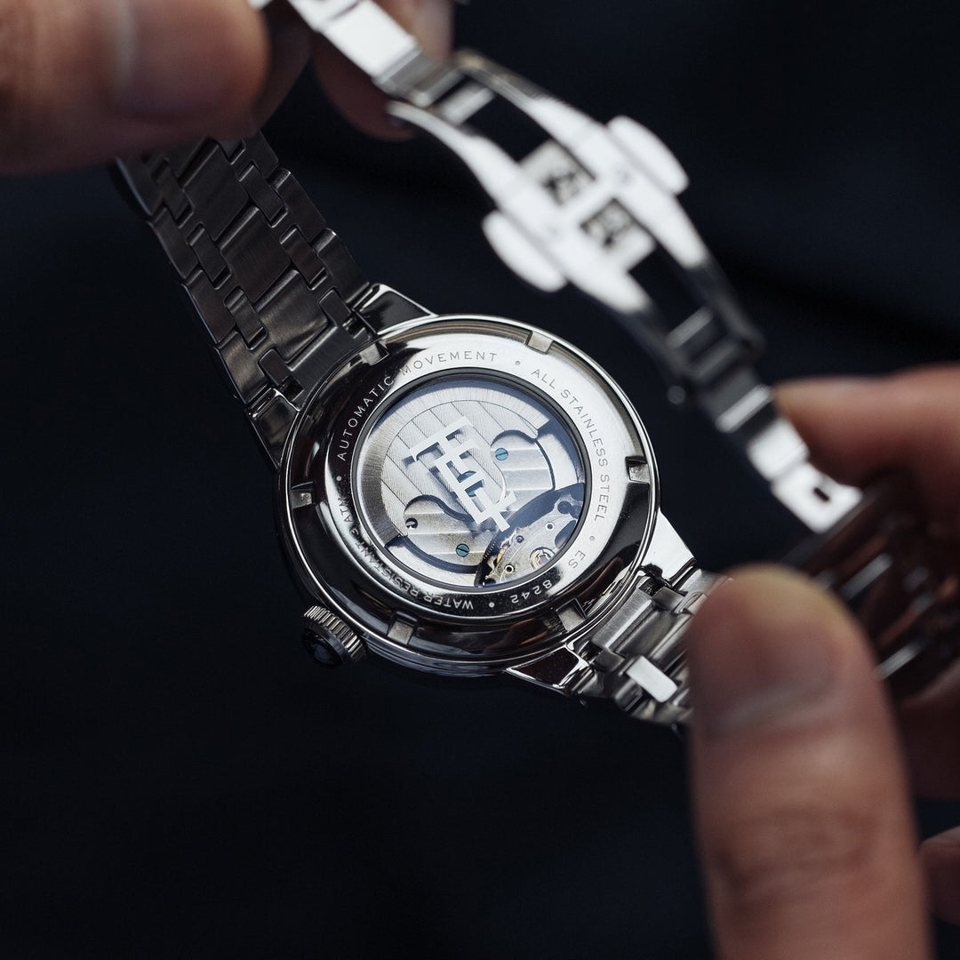 Earnshaw Barallier Dual Time Sun Moon Open Heart Automatic Regiment Blue