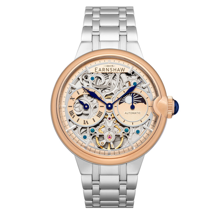 Earnshaw Barallier Dual Time Sun Moon Open Heart Automatic Two Tone Rose