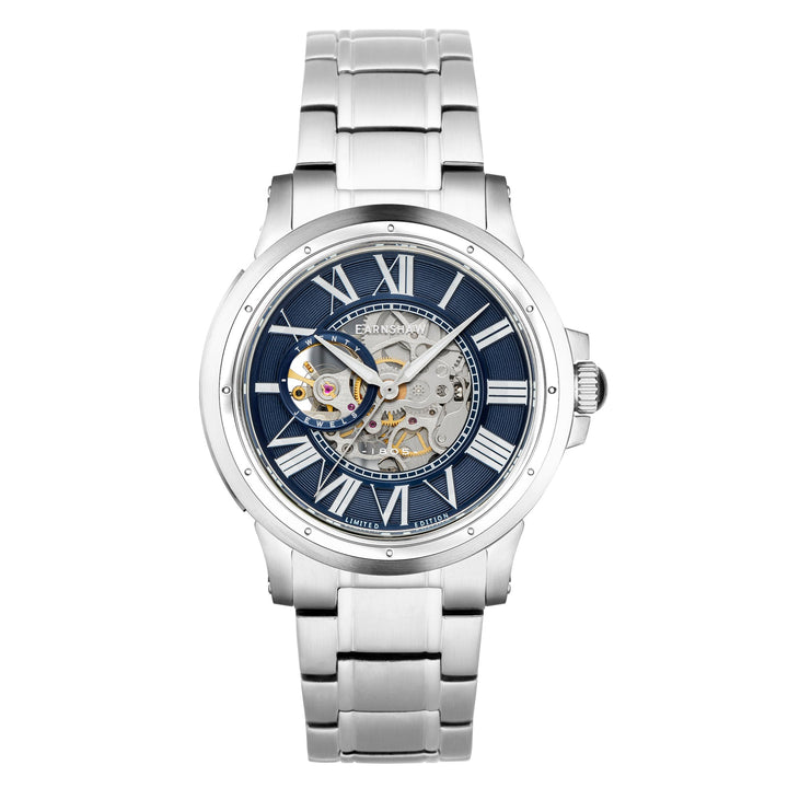Earnshaw Comet Open Heart Skeleton Automatic Machine Blue