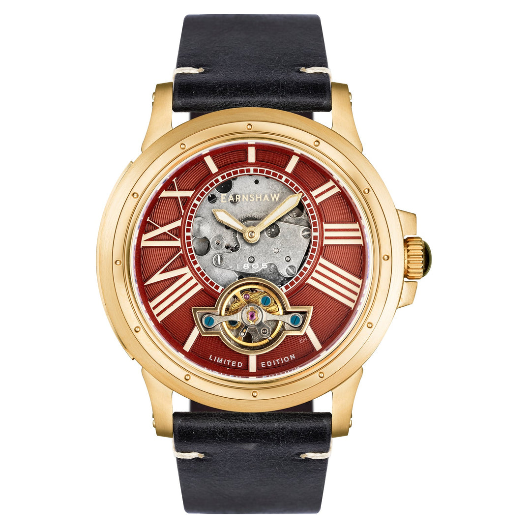 Earnshaw Bertha Open Heart Skeleton Automatic Rusty Gold