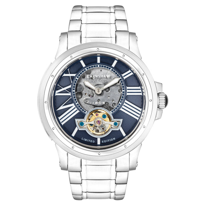 Earnshaw Bertha Open Heart Skeleton Automatic Naval Blue