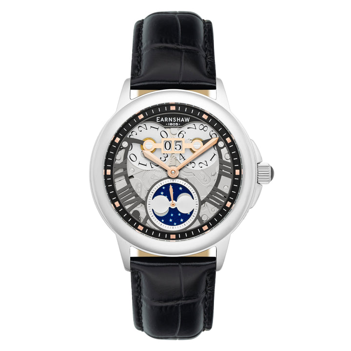 Earnshaw Waterhouse Grand Date Sun Moon Skeleton Automatic Formal Grey