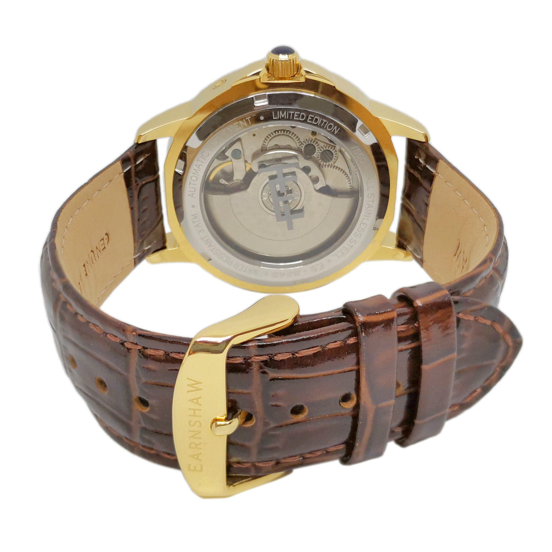Earnshaw Waterhouse Grand Date Sun Moon Skeleton Automatic Yellow Gold