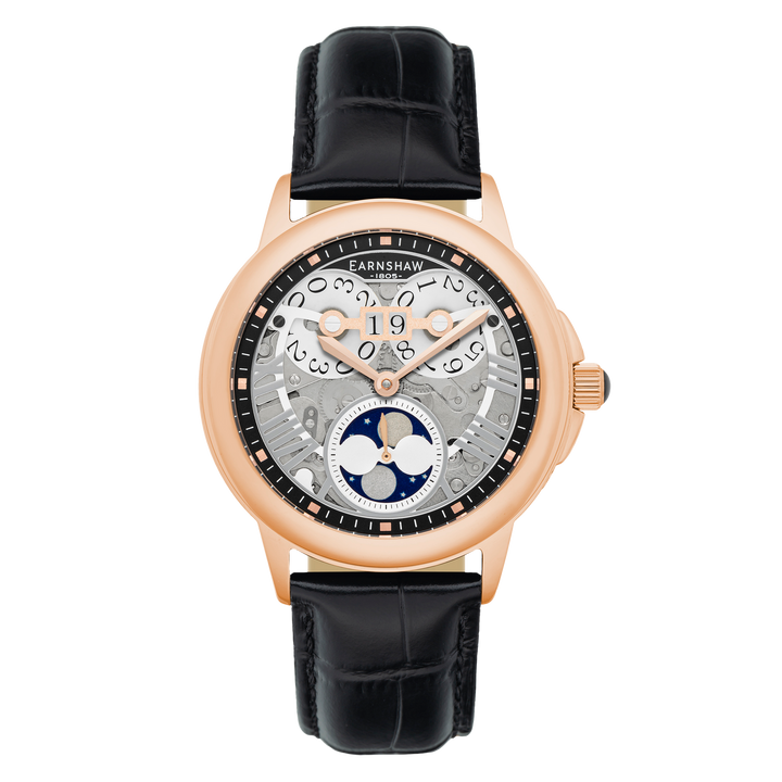 Earnshaw Waterhouse Grand Date Sun Moon Skeleton Automatic Rose Gold