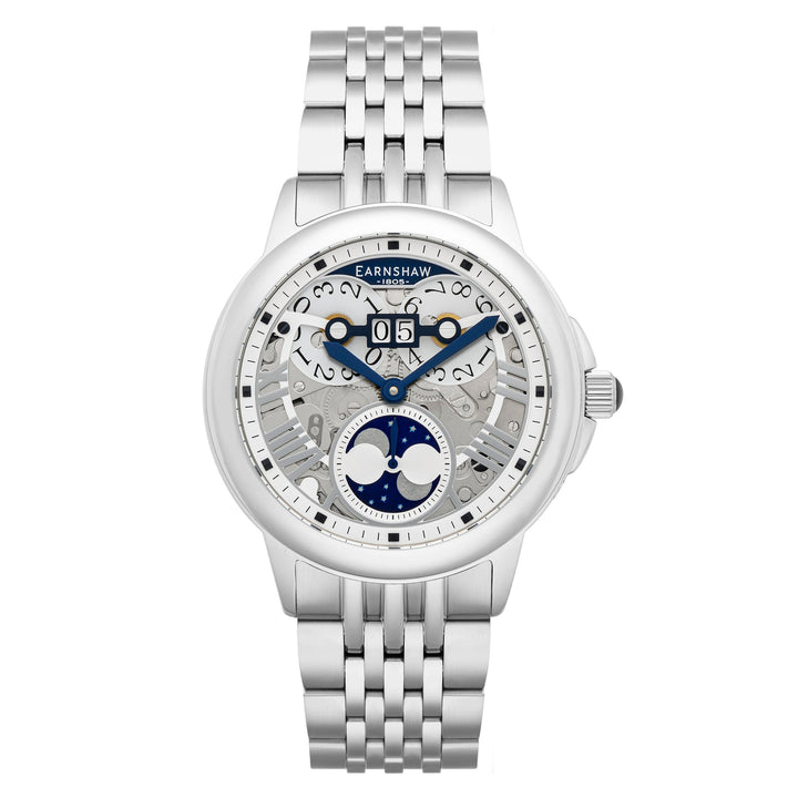 Earnshaw Waterhouse Grand Date Sun Moon Skeleton Automatic Silver