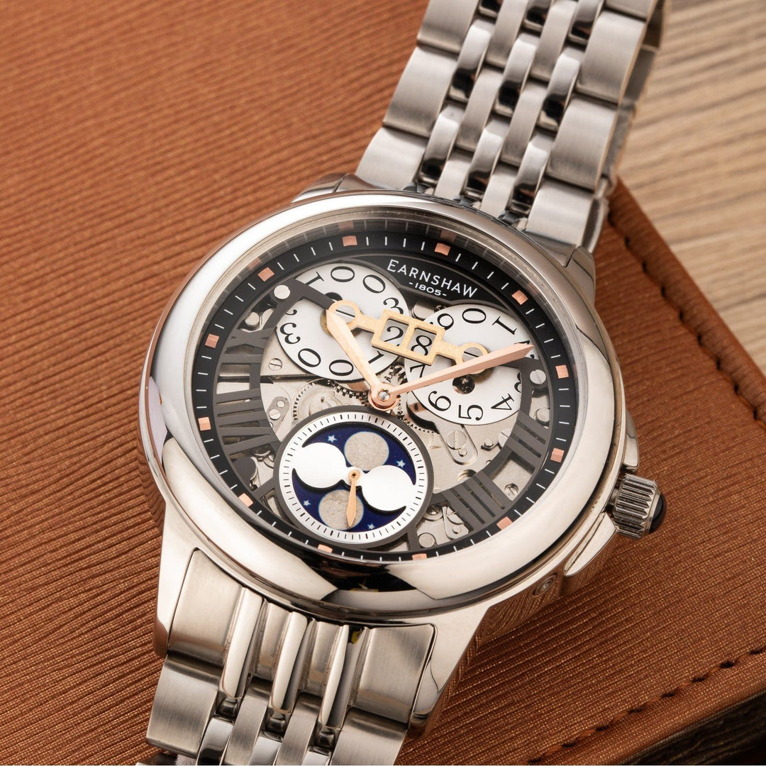 Earnshaw Waterhouse Grand Date Sun Moon Skeleton Automatic Grey