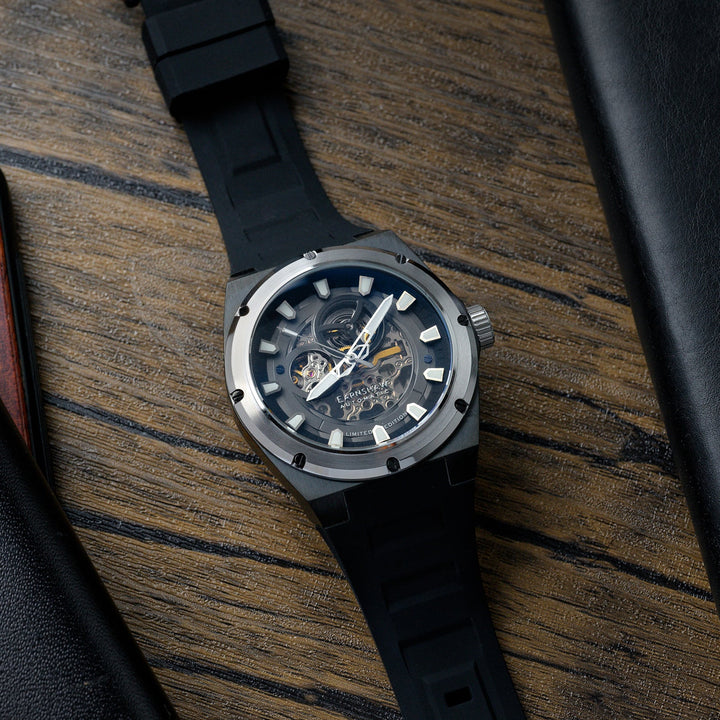 Earnshaw Armstrong Open Heart Mechanical Automatic Black Storm