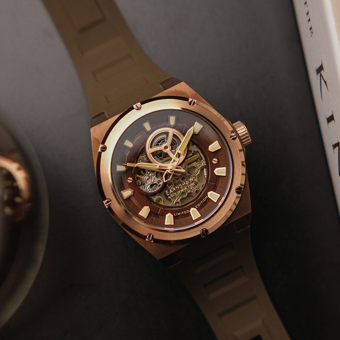 Earnshaw Armstrong Open Heart Mechanical Automatic Caramel Gold