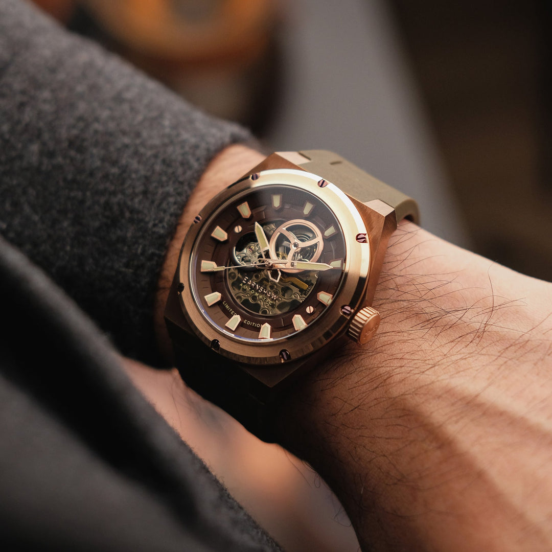 Earnshaw Armstrong Open Heart Mechanical Automatic Caramel Gold