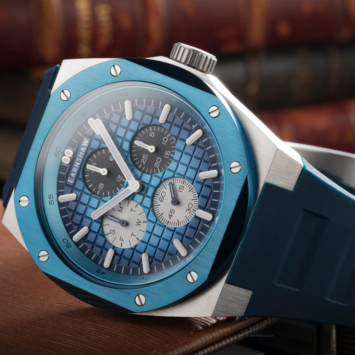 Earnshaw Bessemer Calendar Multifunction Fumée Blue