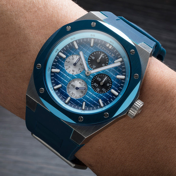 Earnshaw Bessemer Calendar Multifunction Fumée Blue