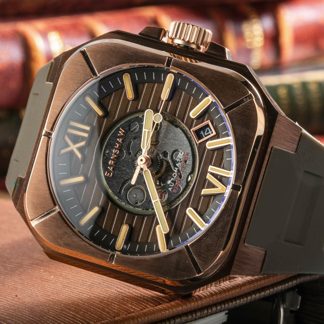 Earnshaw Armoury Skeleton Automatic Toffee Rose Gold